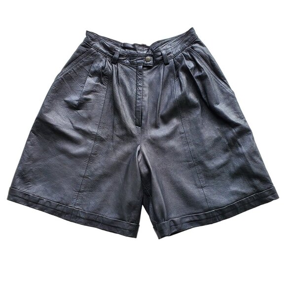 Cuirs Fourrures Genuine Leather Shorts Black Made in France Size 42 - Picture 3 of 16